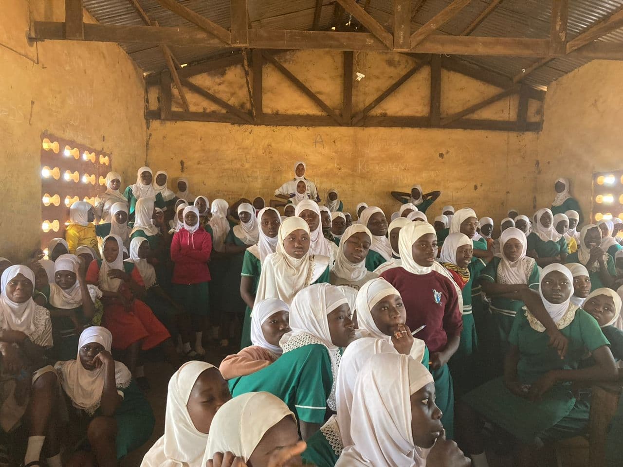 Students gathered in a classroom in Ghana